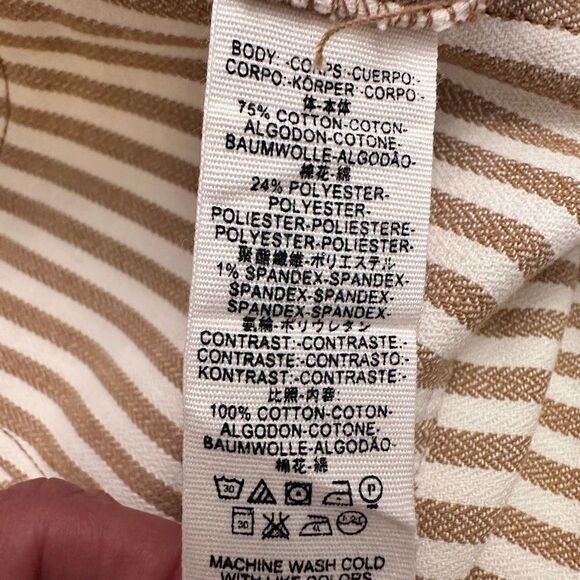 Free People Womens Frankie Pants Skinny High Waist Stripe Tan & White Size 4 - Picture 7 of 7